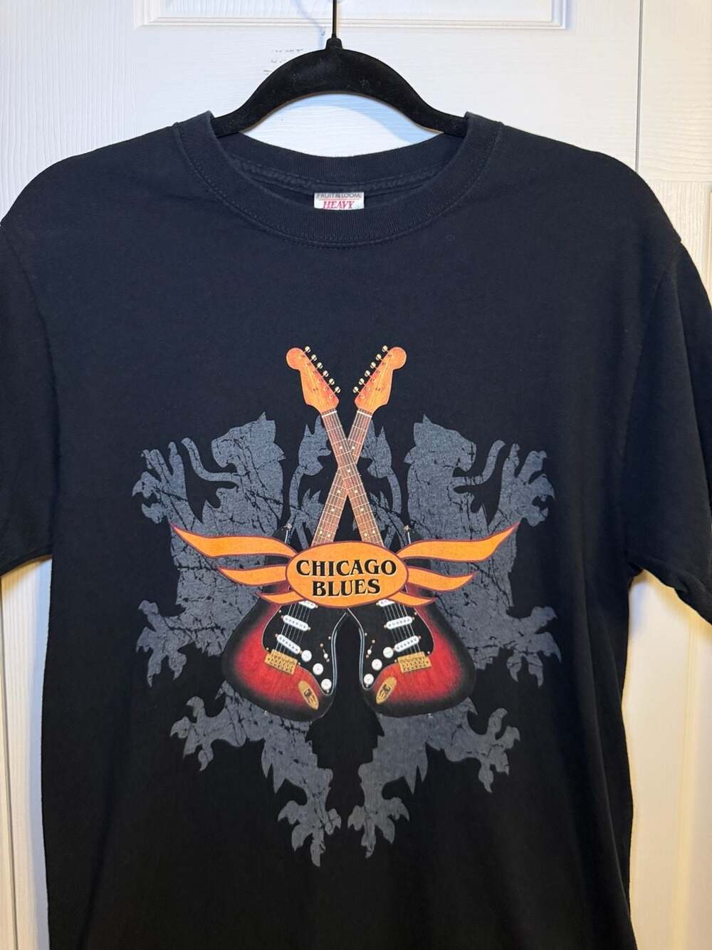 Fruit Of The Loom Chicago Blues T Shirt Size M Black